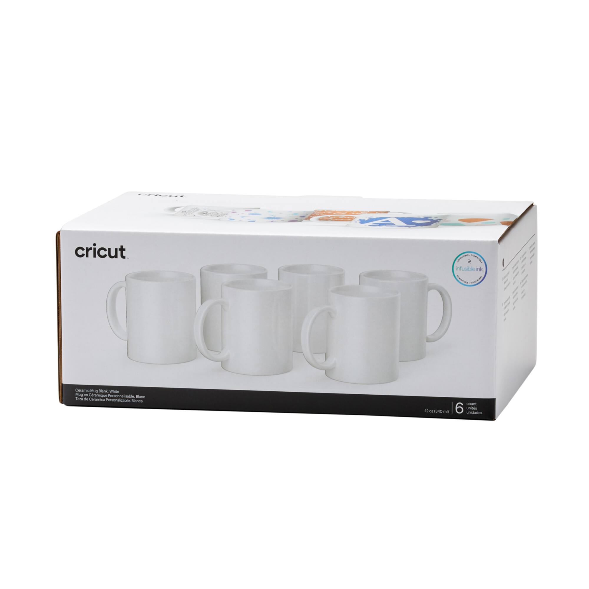 6 Packs: 6 ct. (36 total) Cricut® 12oz. White Ceramic Mug Blanks